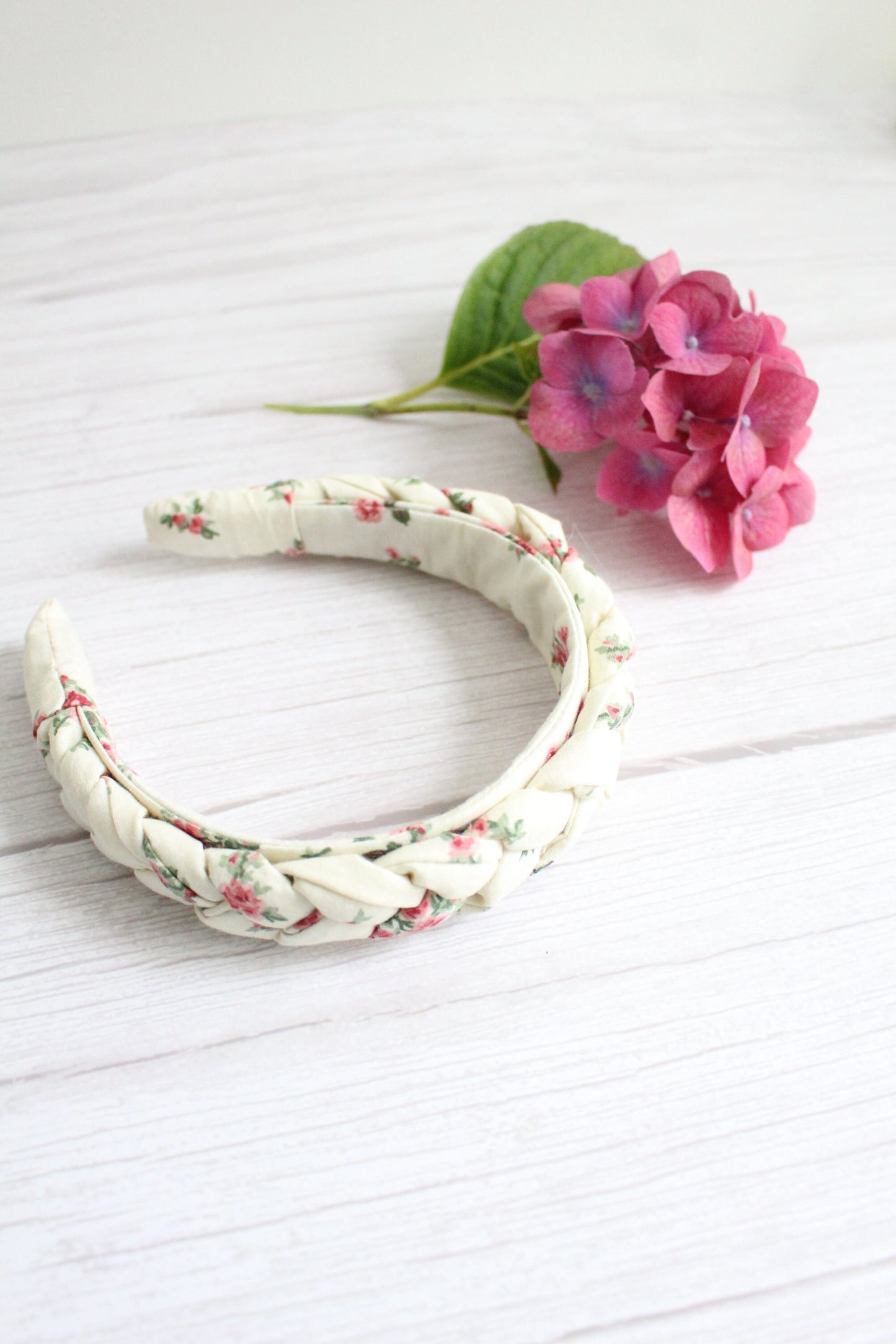 Tabitha Hairband - Ditsy Floral Fabric Braided Hairband