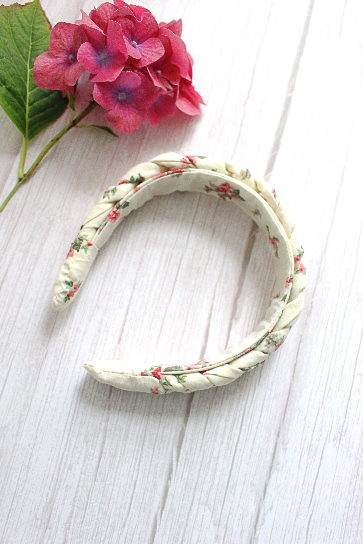 Tabitha Hairband - Ditsy Floral Fabric Braided Hairband