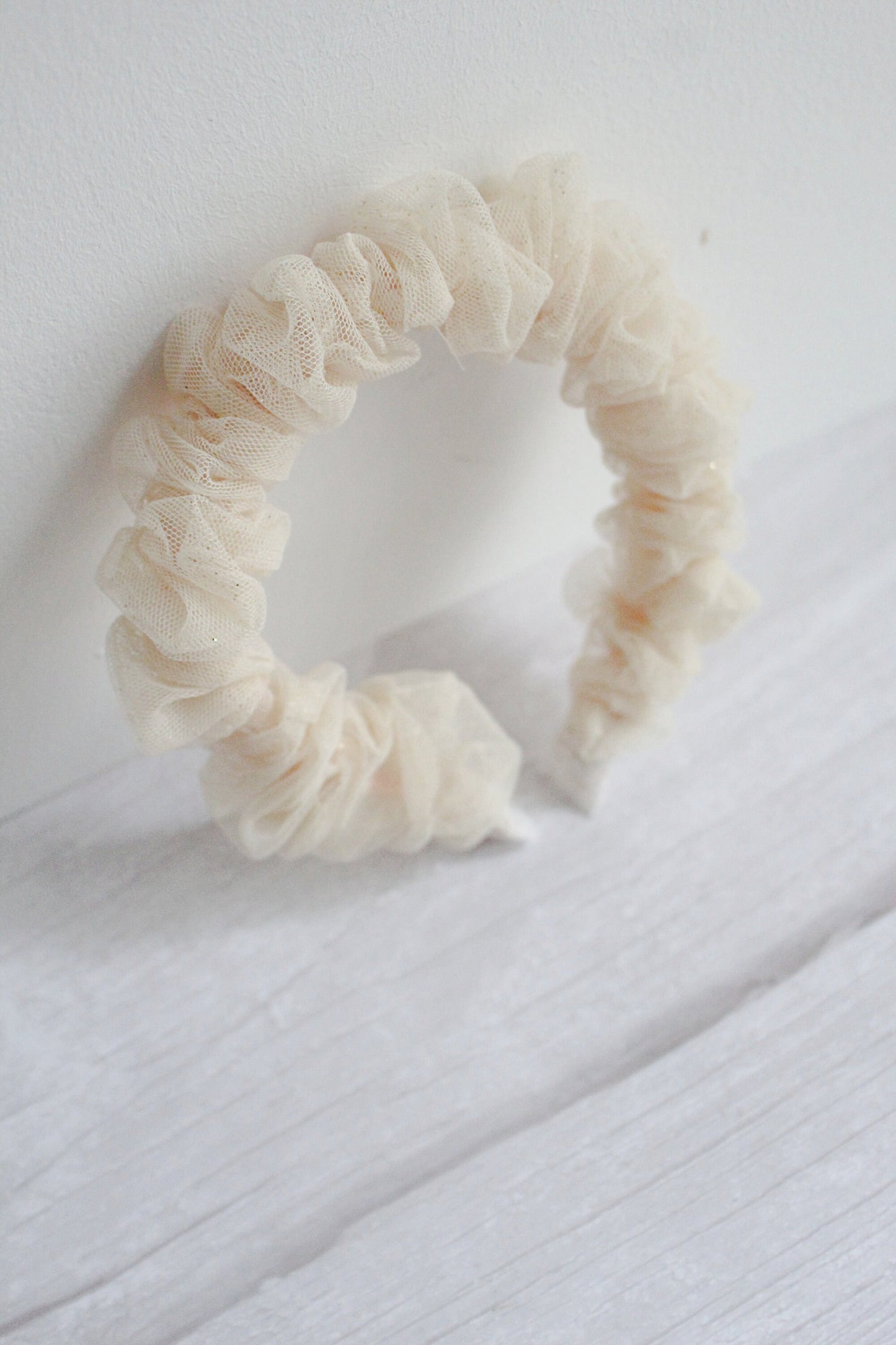 Sapphira Hairband - Gold Glitter Tulle Ruffled Scrunchie Hairband