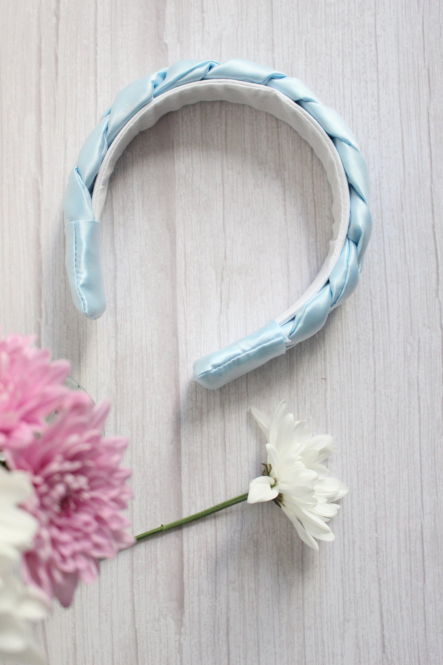 Tabitha Hairband - Blue Satin Braided Hairband