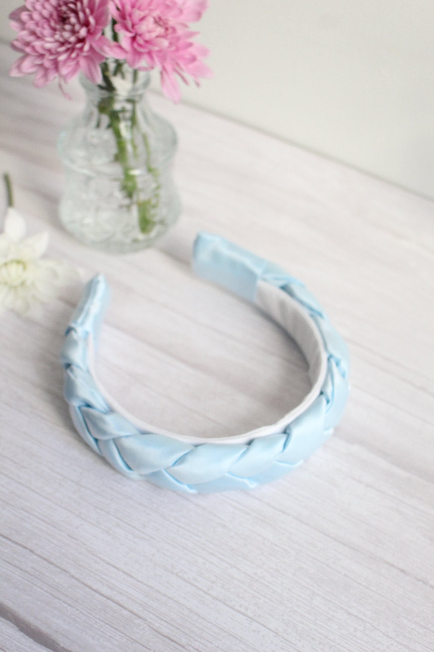 Tabitha Hairband - Blue Satin Braided Hairband