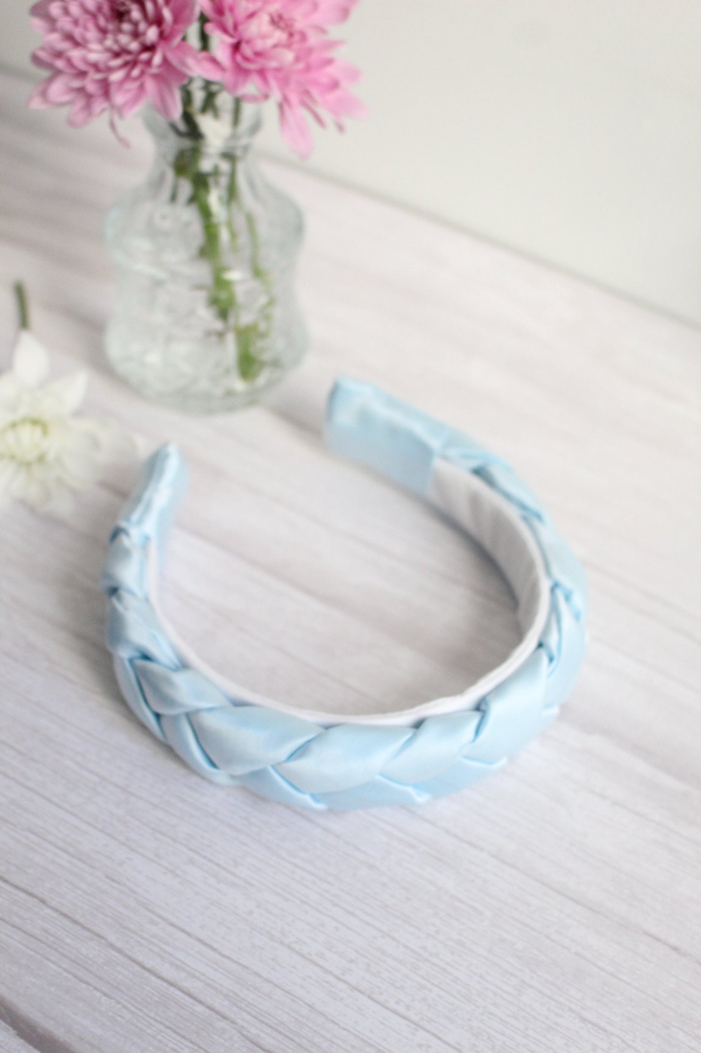 Tabitha Hairband - Blue Satin Braided Hairband