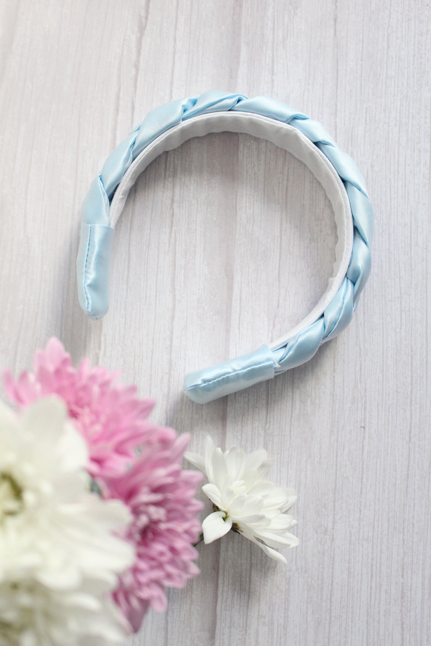 Tabitha Hairband - Blue Satin Braided Hairband