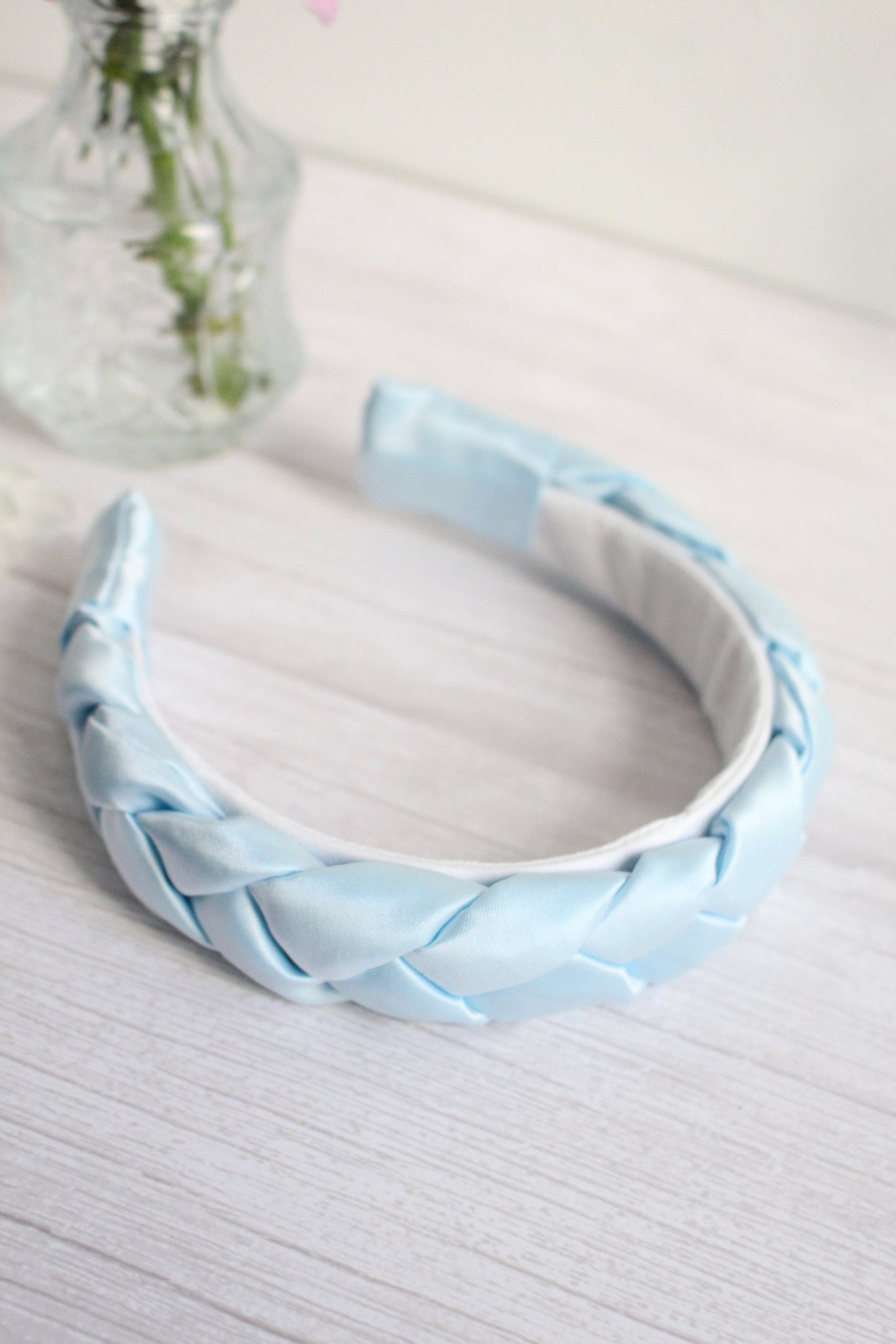 Tabitha Hairband - Blue Satin Braided Hairband