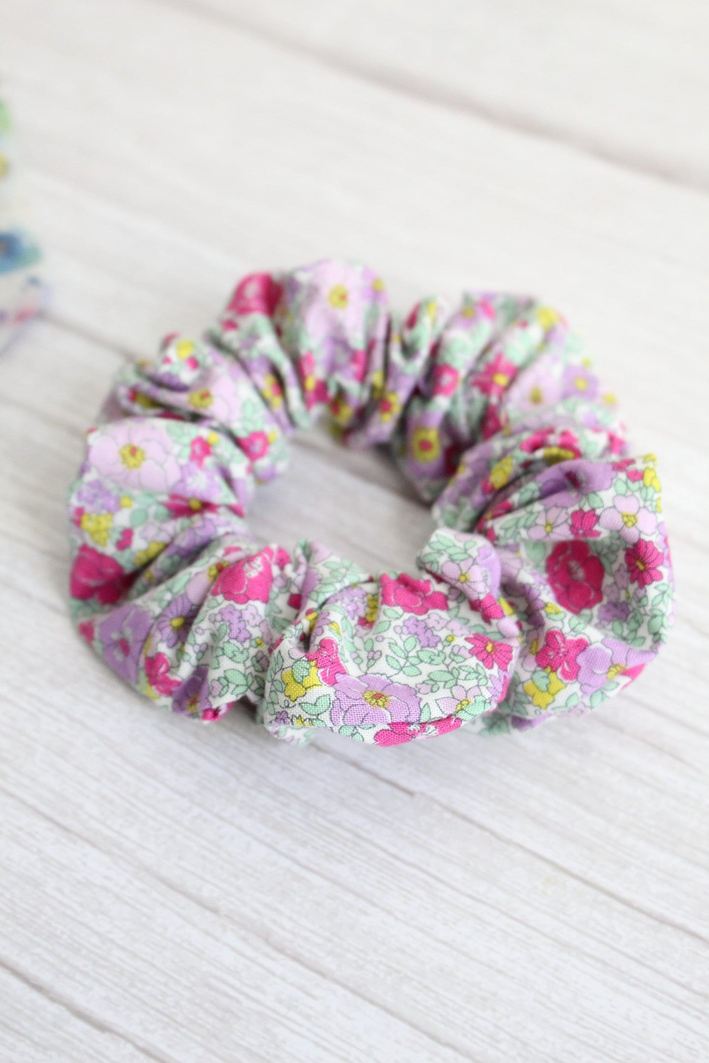 Purple & Yellow Liberty Floral Fabric Hair Scrunchie