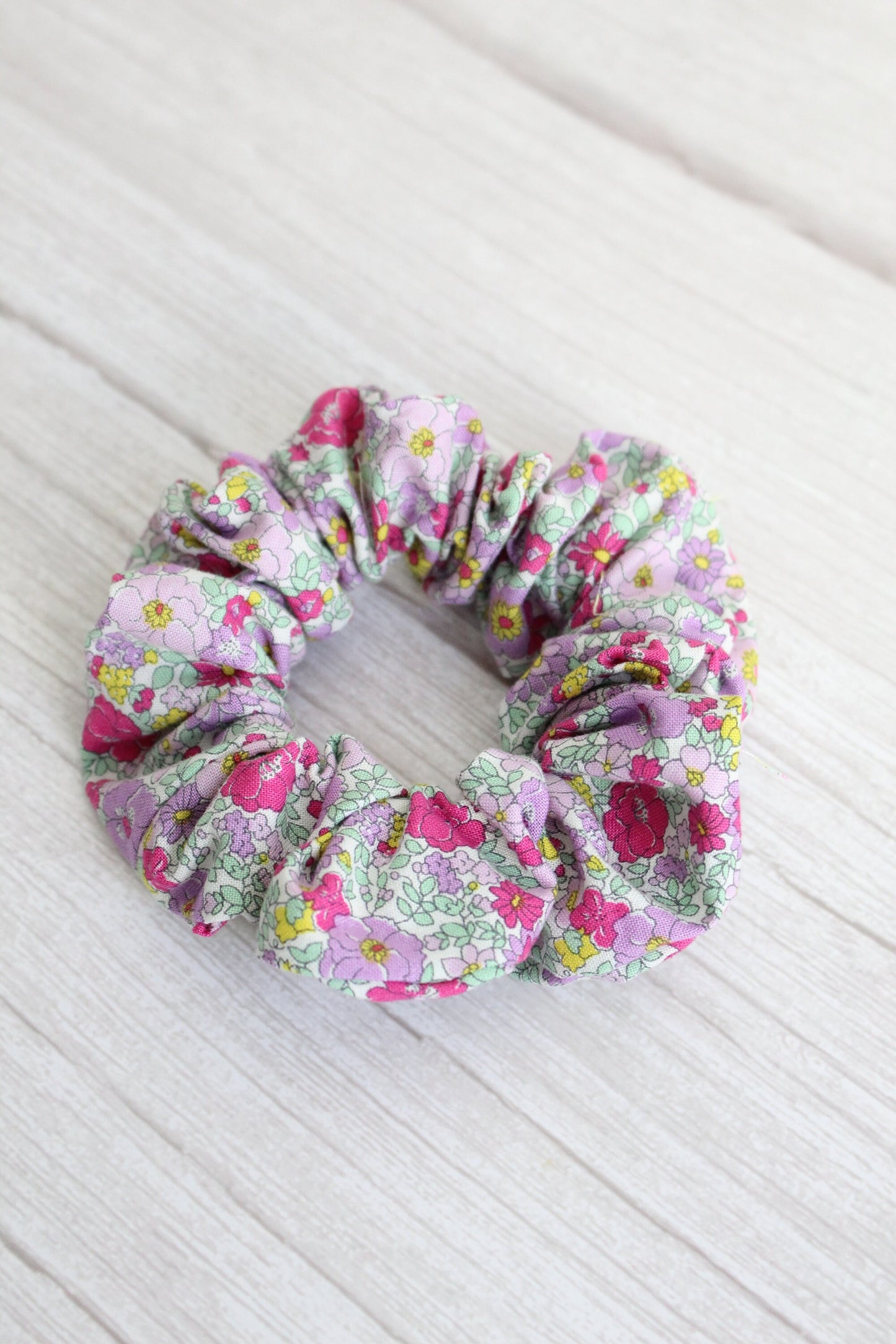 Purple & Yellow Liberty Floral Fabric Hair Scrunchie