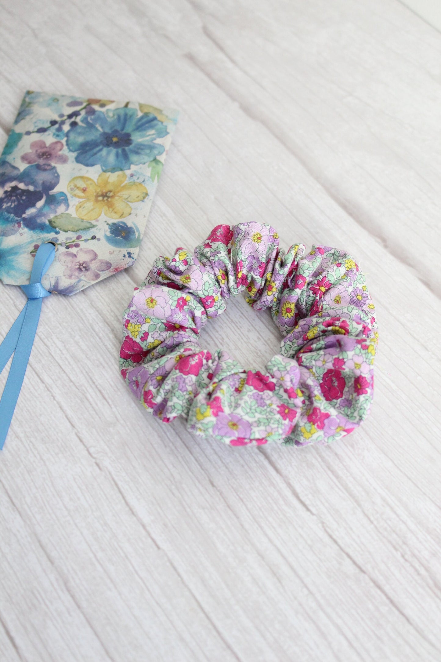 Purple & Yellow Liberty Floral Fabric Hair Scrunchie