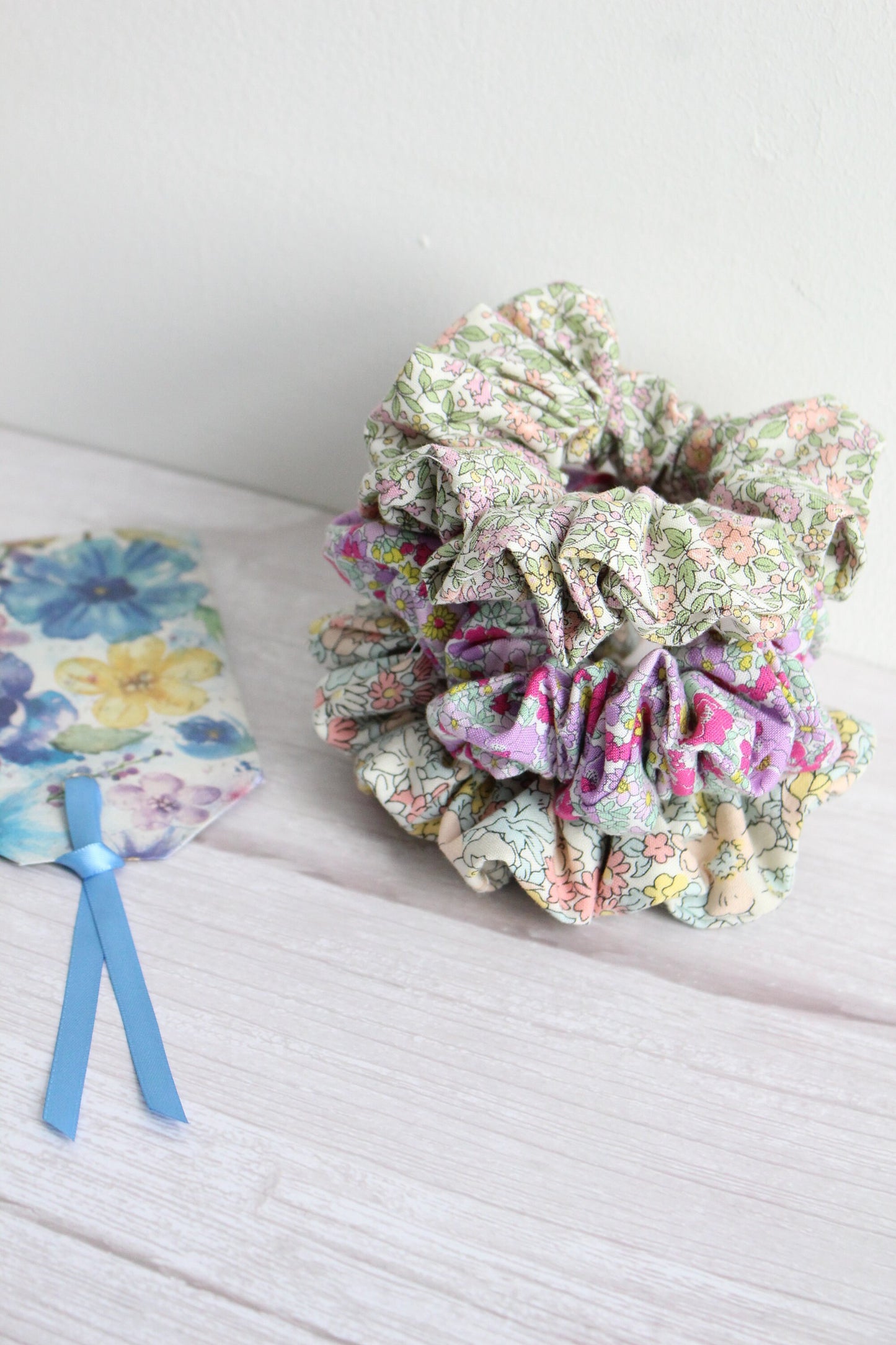 Purple & Yellow Liberty Floral Fabric Hair Scrunchie